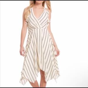 H by Halston Halter Handkerchief Summer dress Chalk/Black stripes size 4